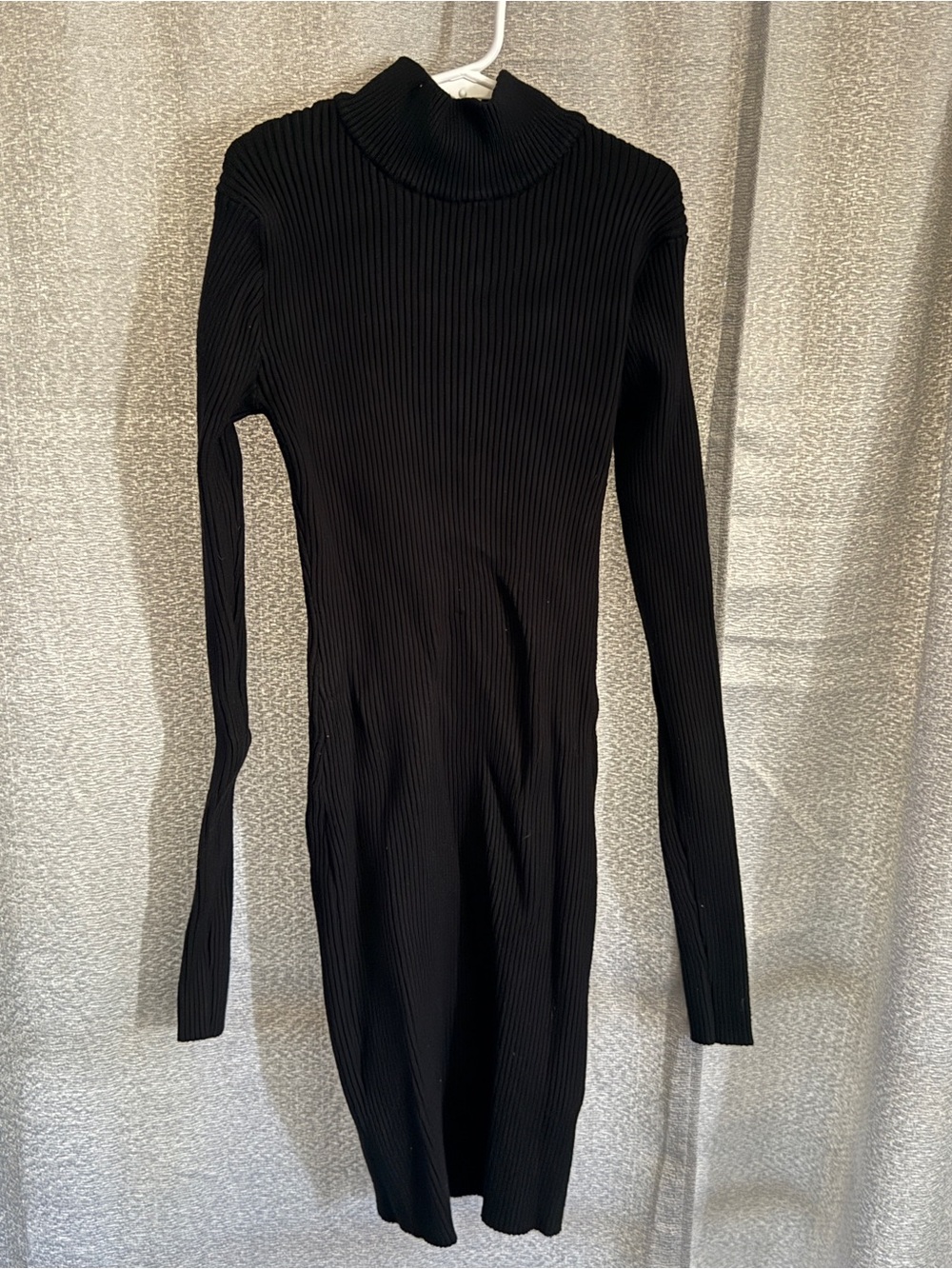Forever 21 Black Ribbed Turtleneck Long-Sleeve Dress
